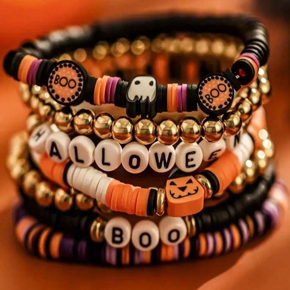 Halloween Beaded 7 Piece Bracelet Set - Picture 1 of 5